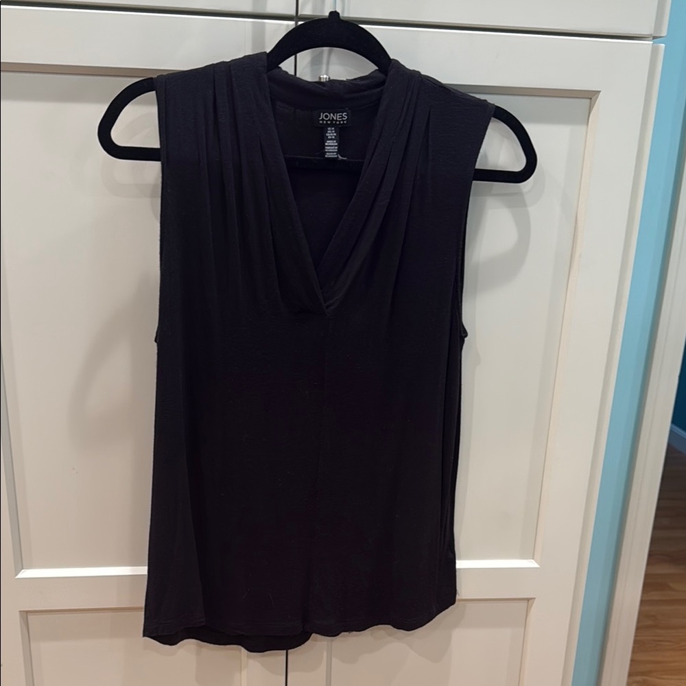 Jones New York Sleeveless Black Drape Blouse